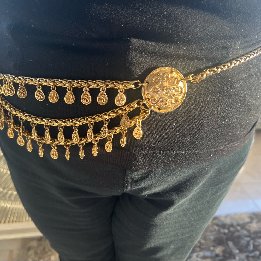 Gold medallion chain belt